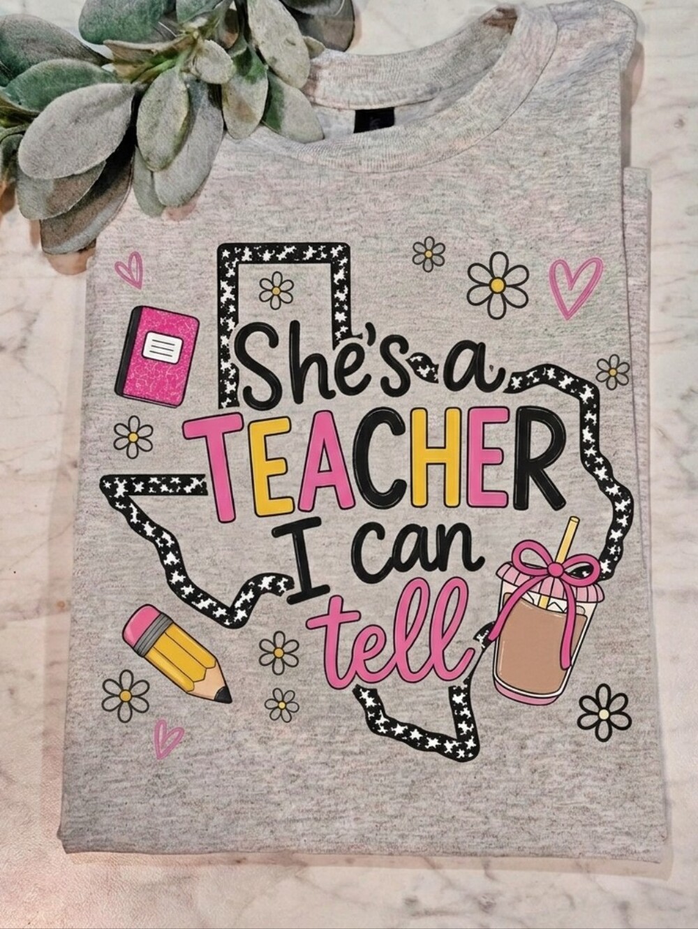 Teacher shirt Shes A Teacher I can Tell cute popular trending school Texas